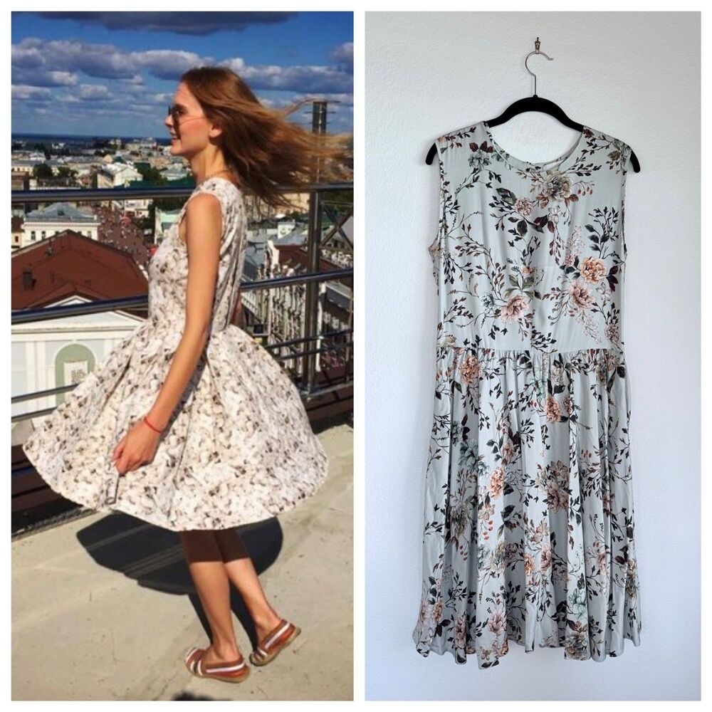 NWT Silversands Sleeveless Floral Dress in Light Blue Pink & Green Size S (IT40)
